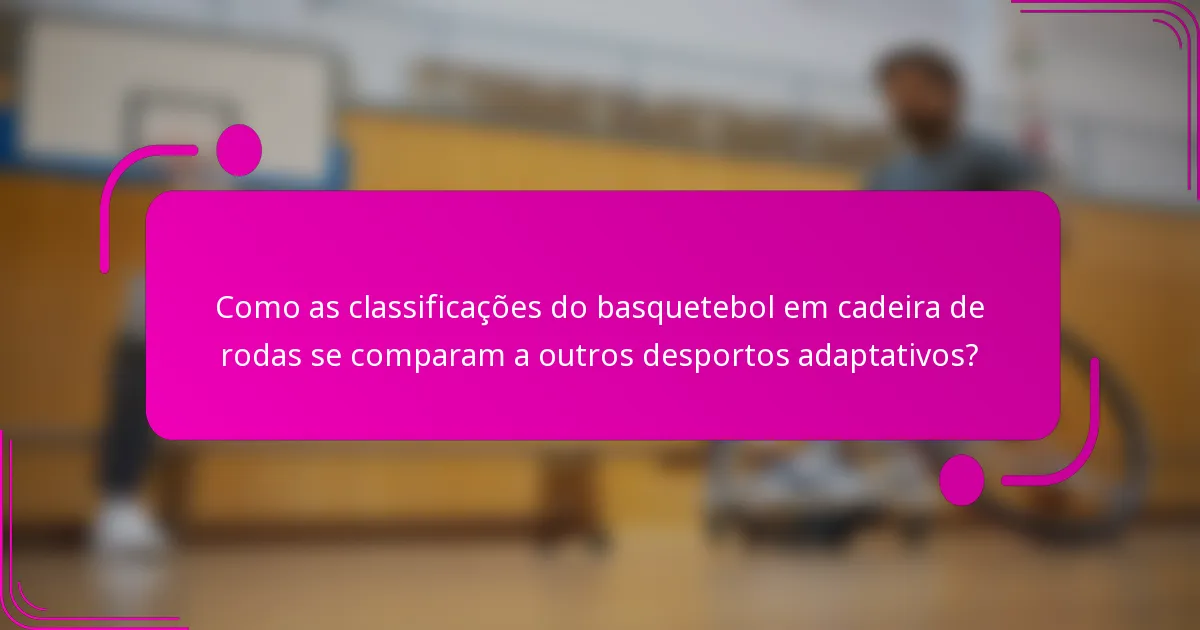 Como as classificações do basquetebol em cadeira de rodas se comparam a outros desportos adaptativos?