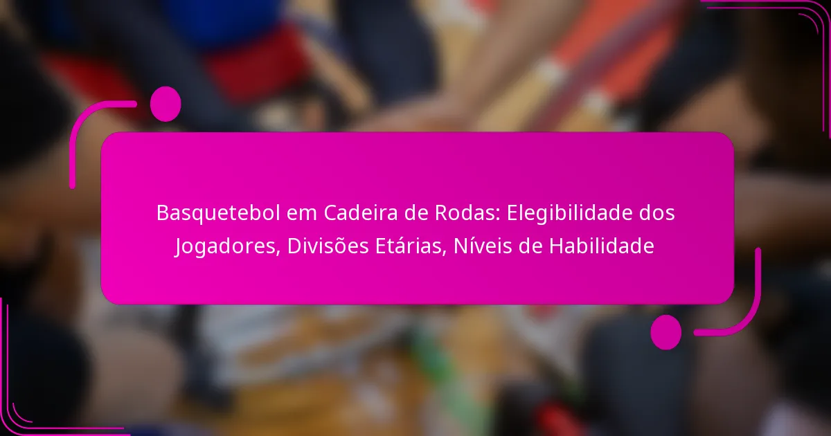 Basquetebol em Cadeira de Rodas: Elegibilidade dos Jogadores, Divisões Etárias, Níveis de Habilidade