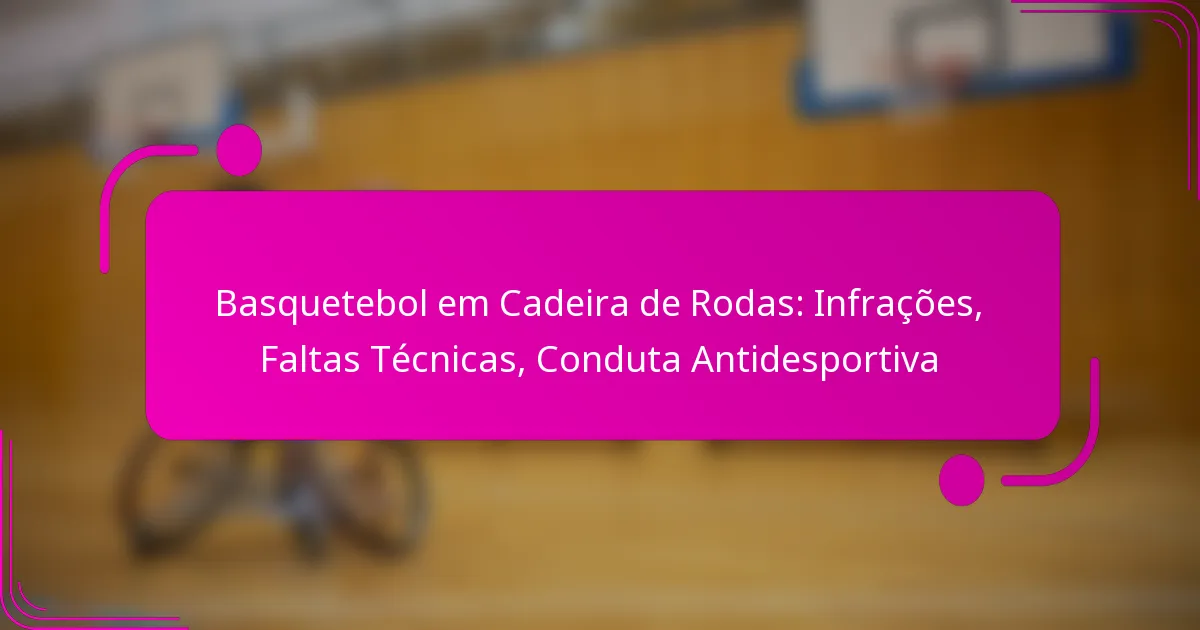 Basquetebol em Cadeira de Rodas: Infrações, Faltas Técnicas, Conduta Antidesportiva