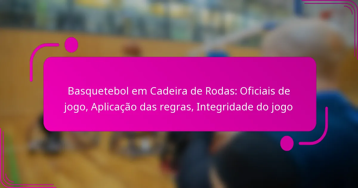 Basquetebol em Cadeira de Rodas: Oficiais de jogo, Aplicação das regras, Integridade do jogo