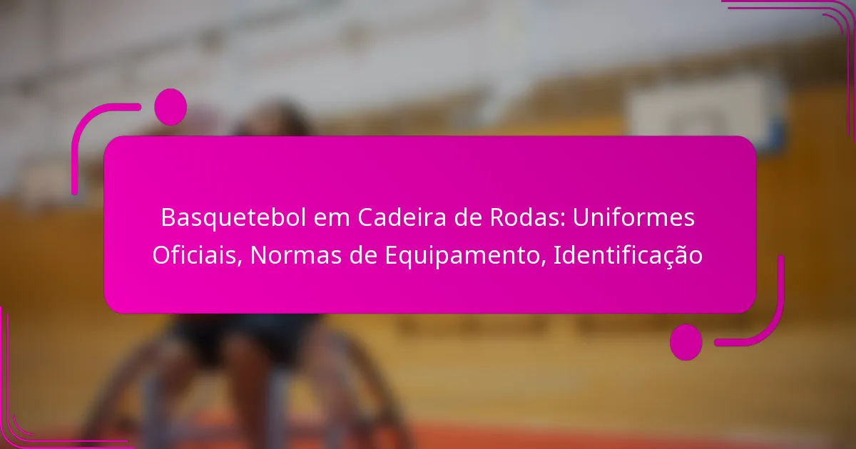 Basquetebol em Cadeira de Rodas: Uniformes Oficiais, Normas de Equipamento, Identificação
