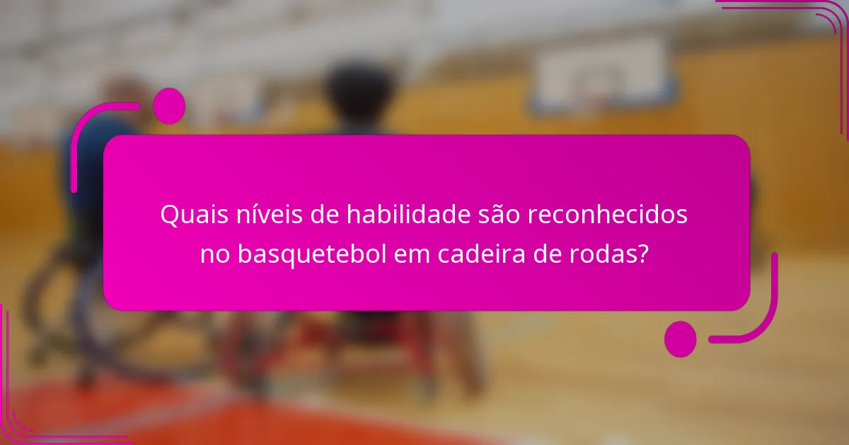 Quais níveis de habilidade são reconhecidos no basquetebol em cadeira de rodas?