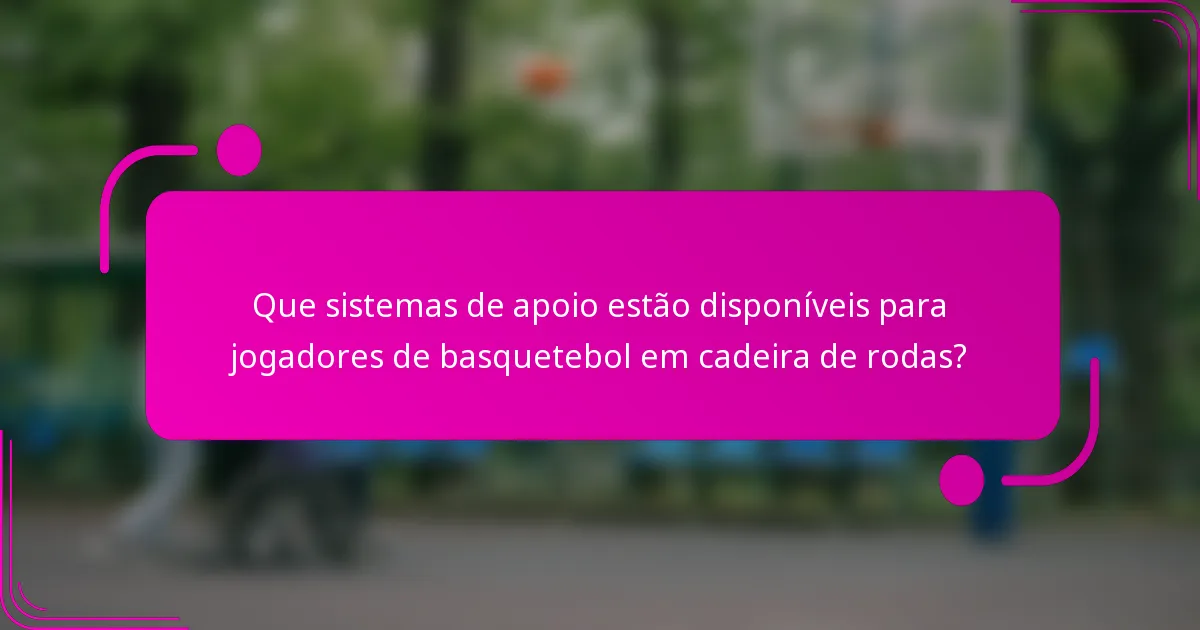 Que sistemas de apoio estão disponíveis para jogadores de basquetebol em cadeira de rodas?